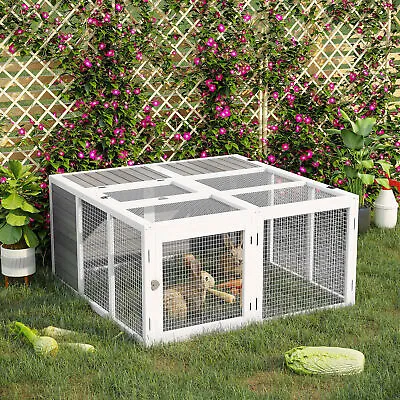 £93.99 • Buy Rabbit Hutch Small Animal Cage Guinea Pig Run Hideaway With Openable Roof