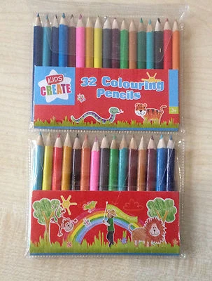 £2.45 • Buy 32 HALF SIZED KIDS COLOURING COLOUR COLOURED PENCILS  SCHOOL ART CRAFT FUN NEw