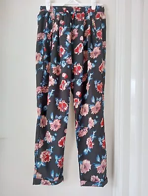 Caroline Morgan Black Floral Pants Size 10 • $10.90