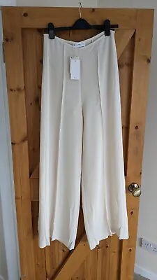 BNWT Mango Full Length Ivory Tailored Wide Leg Trousers UK12 • £15.99