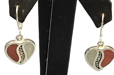 Coleman & Company Cco Vintage Silver Dangle Heart Earrings W Quartz & Carnelian • $10