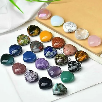 £7.90 • Buy 60PCS Crystal Hearts Natural Quartz Healing Gem Mini Crystal Heart Chakra Stones