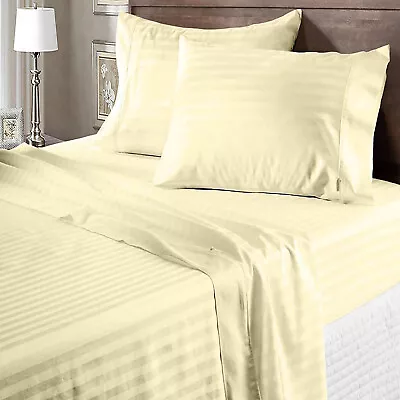 Egyptian Cotton 1000TC Marvelous Sheets US Sizes Select Item Ivory Stripes • $74.10