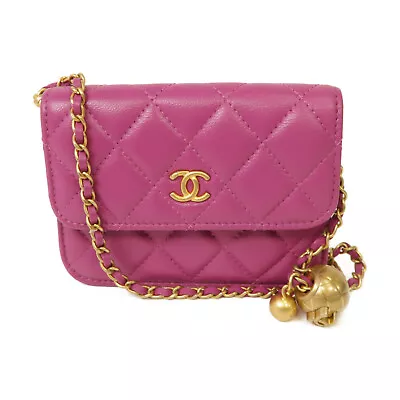 CHANEL Quilted CC GHW Chain Shoulder Bag Lambskin Leather Purple • $1921