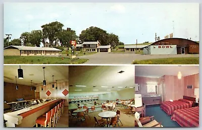 Postcard WI Wisconsin Mauston Bowl & Motel Bowling Alley Cocktails MCM P5I • $7.99