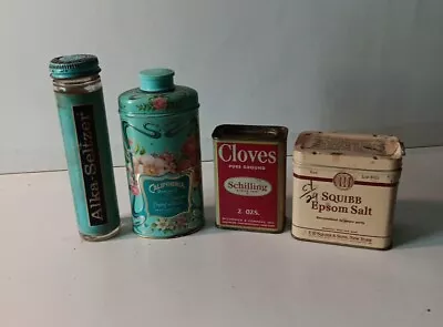 Lot Vintage Tins & Bottle Schilling Squibb Avon Alka-Seltzer • $4.99