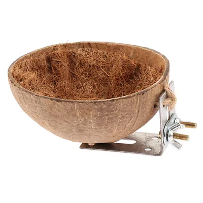 Natural Coconut Shell Bird Nest House Hut Cage Feeder Toy For Pet Parrot Birds • £10.46