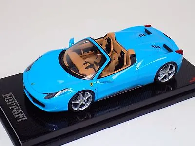 1/18 MR Collection Ferrari 458 Spider Baby Blue Black Wheels On Carbon Base • $699.95