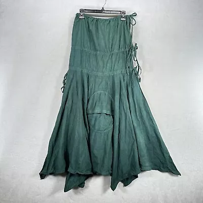 Vintage Skirt OS Green Parachute Avant Garde Maxi Asymmetric Hem Fairy Gypsy • $65