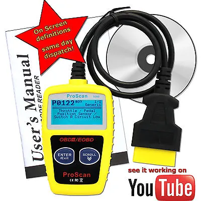 Car Diagnostic Scanner CAN BUS Fault Code Reader OBD2 OBDII EOBD EOBDII U480 • £29.95