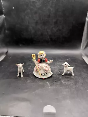 Vintage Bone China Little Bo Peep Sheep Miniature Nursery Rhyme Mini Figures • $30