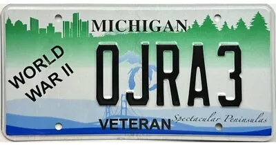 Michigan WORLD WAR II VETERAN License Plate #ORJA3 No Reserve • $19.99
