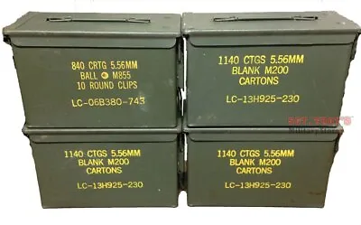 4 PACK Original .50 CALIBER 5.56mm AMMO CAN M2A1 50CAL METAL AMMO CAN BOX Empty • $68.50