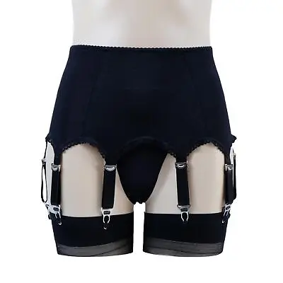 Luxallacki High Waist 10 Straps Garter Belt For Thigh Highs Girdle Metal Clips • $15.20