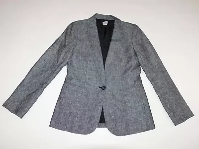 J. Crew Women's 1 Button Blazer Jacket Size 4 Gray 100% Linen Suit Coat L1150 • $36.99