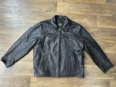Eddie Bauer Genuine Leather Bomber Jacket Black  Xl • $100