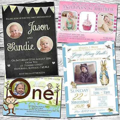 10 Childrens Printed Party Invitations First Birthday Invites BIG ONE Is Fun 1st • £6.86