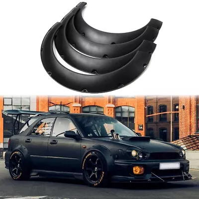 Black Fender Flares Over Wide Body Kit Wheel Arches For Subaru Impreza WRX Sedan • $114.11