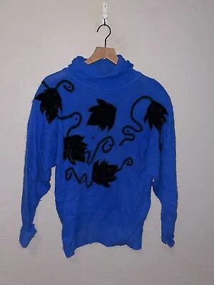 Vintage Women's Studio Michelle Stuart Rabbit Lamb Wool Blue Sweater Outerwear W • $25