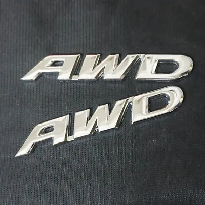 2x Big Chrome AWD Metal Sticker Emblem Decal Badge Engine 3D Racing Edition Auto • £13.19