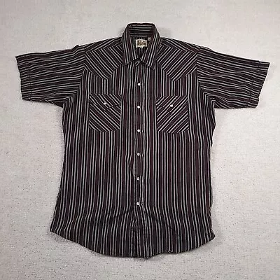 ELY Cattleman Pearl Snap Western Shirt Mens Medium Striped Short Sleeve Cowboy • $16.97