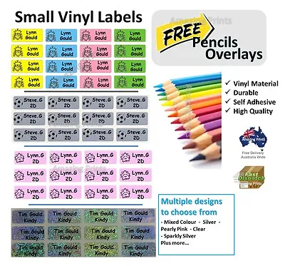 $3.95 • Buy Mini Vinyl Personalised Name Label Tag School Stationery Pencil Boy Girl Texta