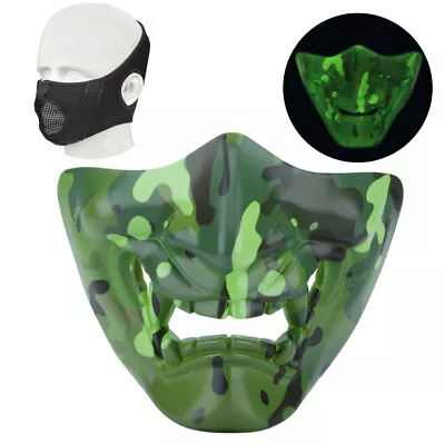 Luminious Half Face Tactical Airsoft Mask Evil Demon Monster Kabuki Hannya Oni  • $25.99