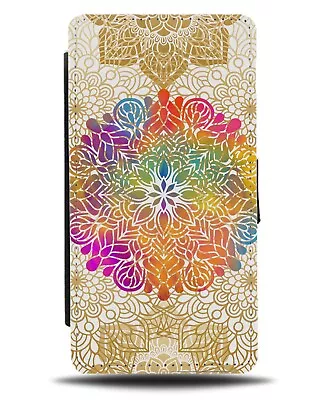 Rainbow Mandala Shapes Flip Wallet Case Shape Indian Design Print Gold AW94 • £19.99