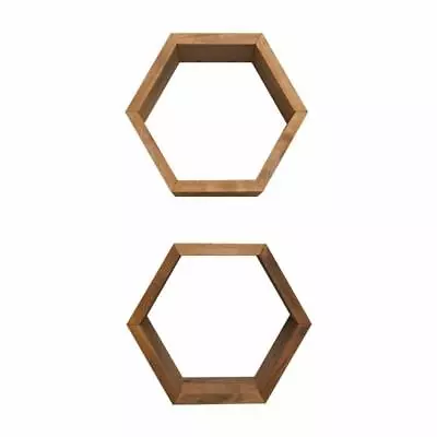 Trinity Hexagon Wooden Floating Wall Shelve 4 X11.75  X10.13  In Walnut (2-Pack) • $67.23