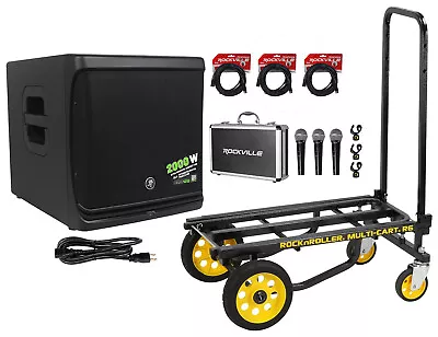 Mackie DLM12S 2000W 12  Powered DJ PA Subwoofer Sub+Rolling Cart+(3) Mics+Case • $1230.79