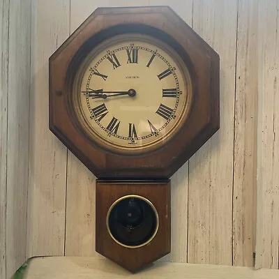 Vintage Verichron Regulator Pendulum Wood Battery Wall Clock W/ Chime - READ • $29.95