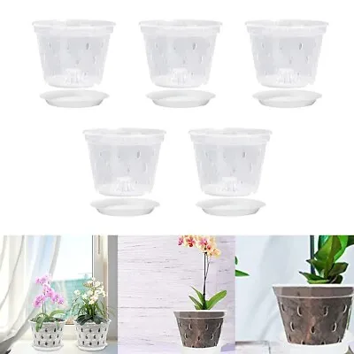 $14.54 • Buy Brand New Orchid Pots Plastic 1/5pcs 5 Inch Clear Flower Outodoor Saucers
