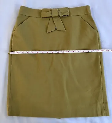 J Crew Womens Size 6 Mini Pencil Skirt Bow Front Tan / Brown • $22