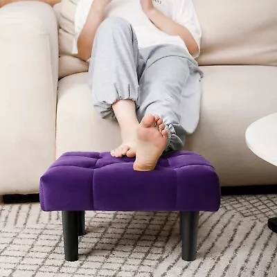 Small Footstool Ottoman Velvet Wooden Foot Stool Ottoman With Wood Legs Sofa Foo • $50.57