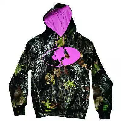 Mossy Oak Camo Pink Logo Ladies Hoodie Camouflage Hooded Sweatshirt • $26.97