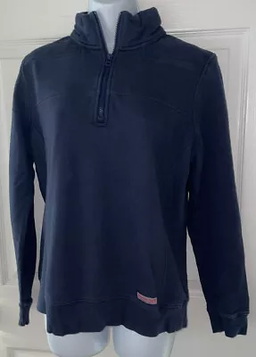 Vineyard Vines Women’s Sz MEDIUM Blue Shep 1/4 Zip Pullover Top EUC • $16.14