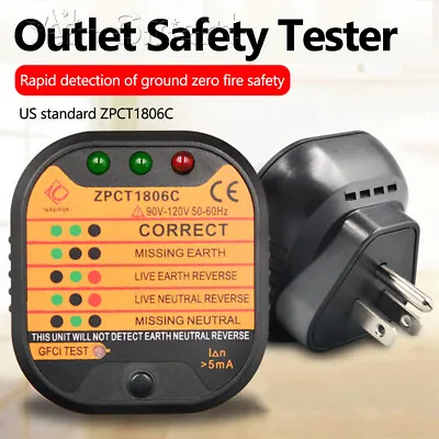 Socket Tester Polarity Test UK/EU/US Plug Electrical Safe Fault 3 Pin 220V-250V • £4.79