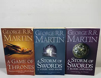 3 Lot George R.R. Martin- A Game Of Thrones Storm Of Swords 1 & 2 Paperbacks • $25.95