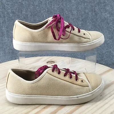 Melissa Shoes Womens 8 M Pazienza Sneakers Beige Canvas Round Toe Lace Up Low • $27.99
