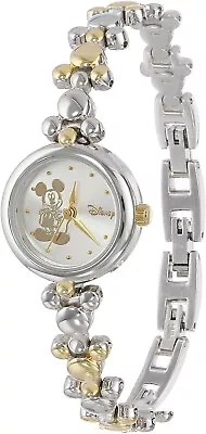 Women's MCK962 Disney Mickey Mouse Elegant Two Tone Thin Bracelet Watch • $34.99