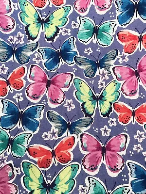 Butterfly Monarch Purple Multi Color Butterflies Cotton Fabric FQ 18”x21” • $3.99