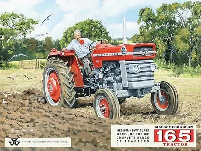 Massey - Ferguson 165 Tractor. Red. Farmer Ploughin Metal/Steel Wall Sign • £12.95