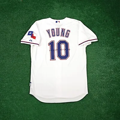 Michael Young 2014 Texas Rangers Authentic On-Field Home White Cool Base Jersey • $249.99