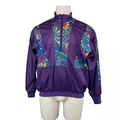 TOURNEY Wind Shirt Jacket Men’s Small Waterproof Purple Abstract 1/4 Zip (106) • $34.99