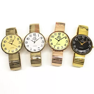 Job Lot Of 4 Mixed Gold Watches With Expanding Straps – New Tested • £16