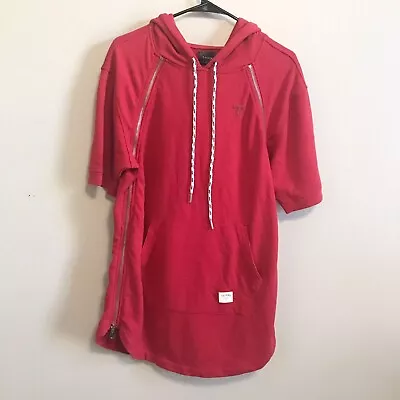 TACKMA Red Short Sleeve Zipper Side Stealth Hoodie Size Large • $49.48