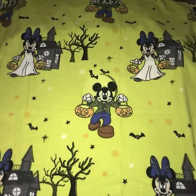 MICKEY & MINNIE Spooky Fun Halloween Lime Green Fleece Fabric - 3 1/4 Yds-NEW • $30