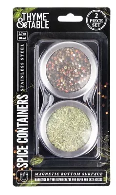 Thyme And Table Stainless Steel Magnetic Spice Containers 2-Piece Set • $5