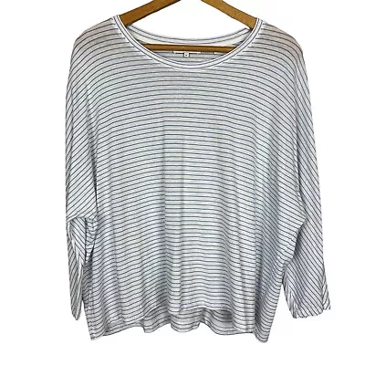 Vince Top Womens XL Blue White Stripe 3/4 Dolman Sleeve Lightweight Knit Pencil • $34.98