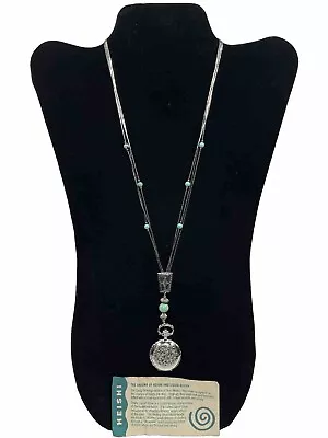 Vintage ~ Turquoise Necklace ~ Pocket Watch Pendent ~ CJC Sterling ~ Heishi • $29.97